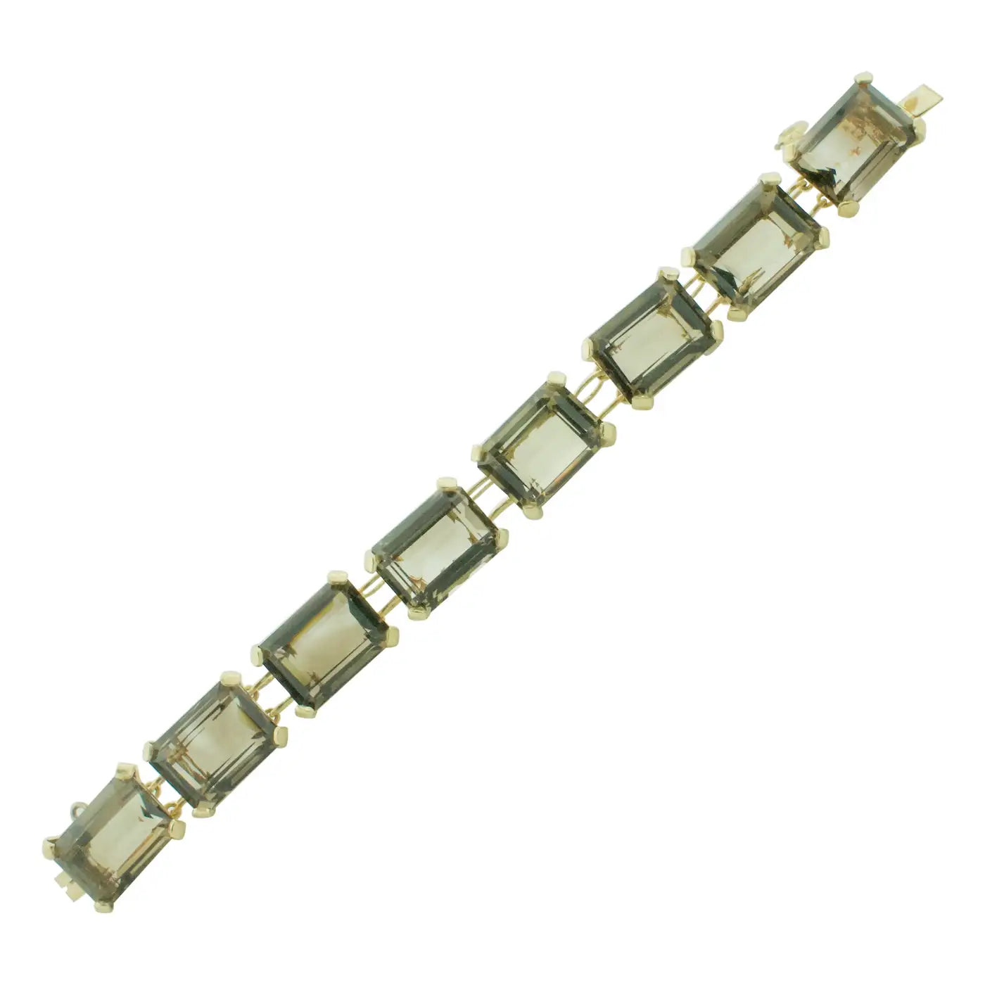 110.00 Carats Smokey Quartz Tennis Bracelet in Yellow Gold