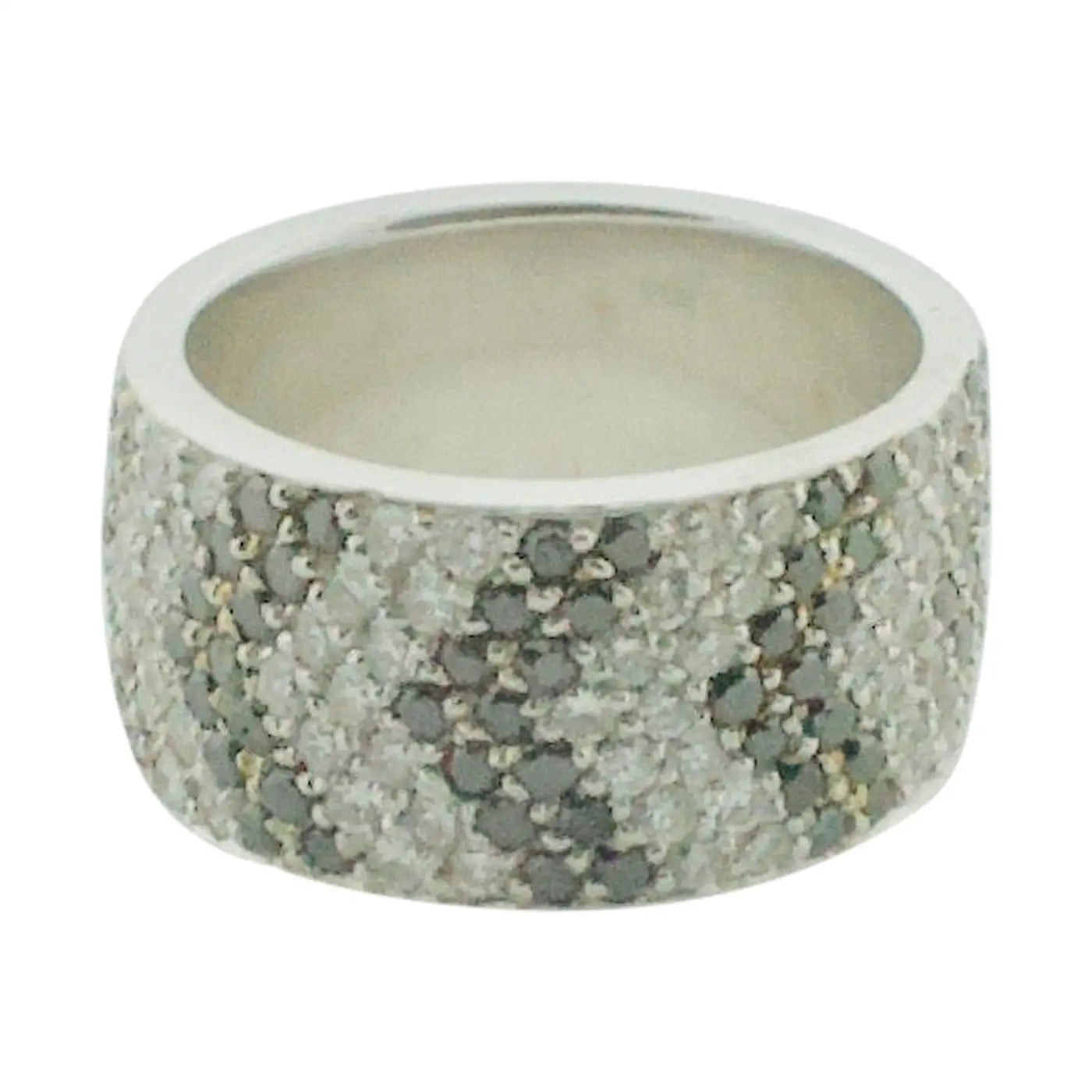 Black and White Diamond Pave' Wide Eternity Band
