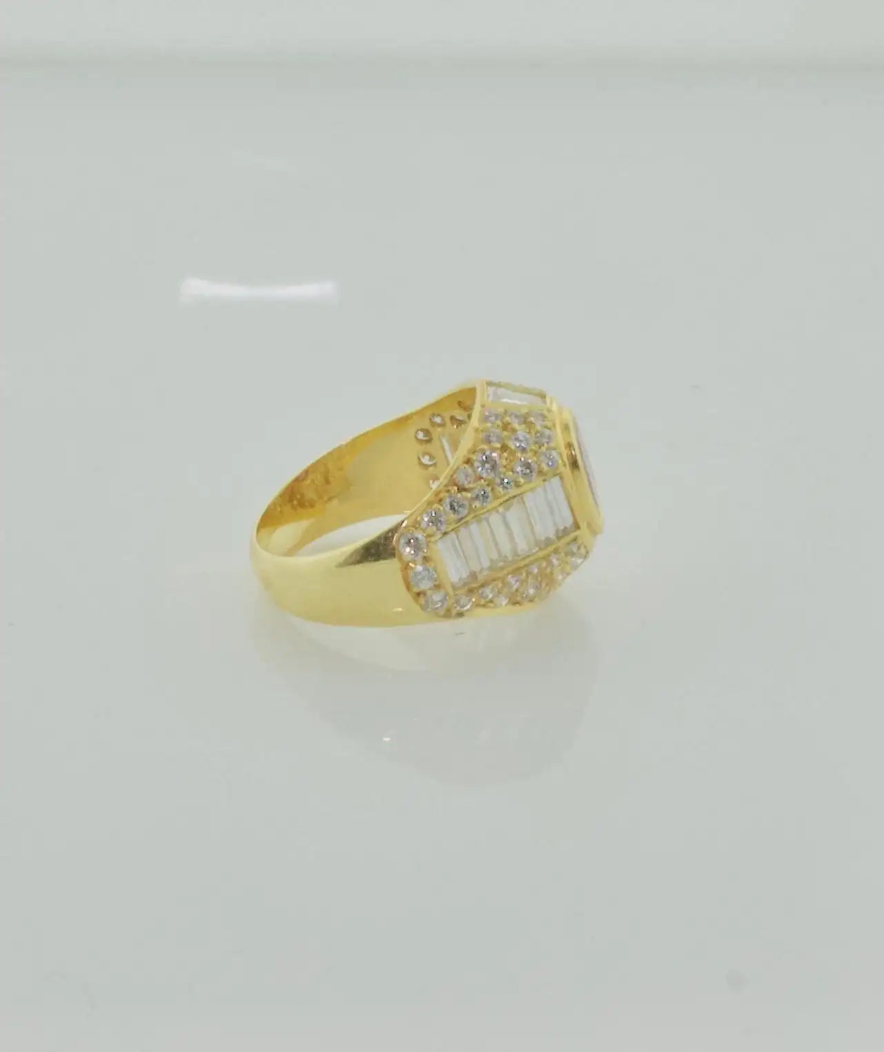 Burma Ruby and Diamond Cigar Band Style Ring in 18k Yellow Gold