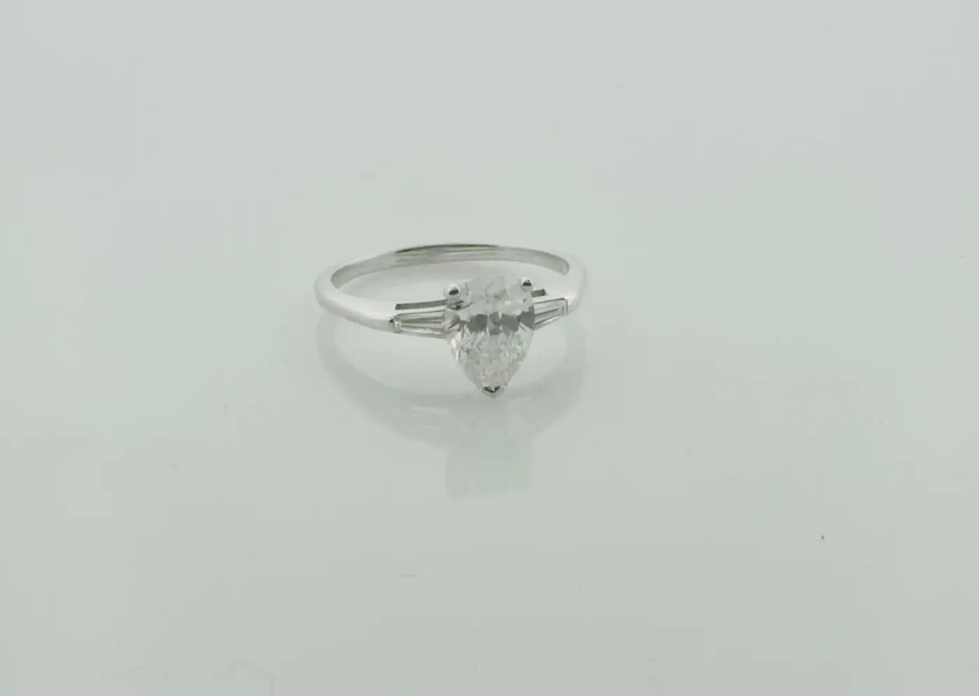 Classic Pear Shape Diamond Ring in Platinum 1.16 GIA F SI1