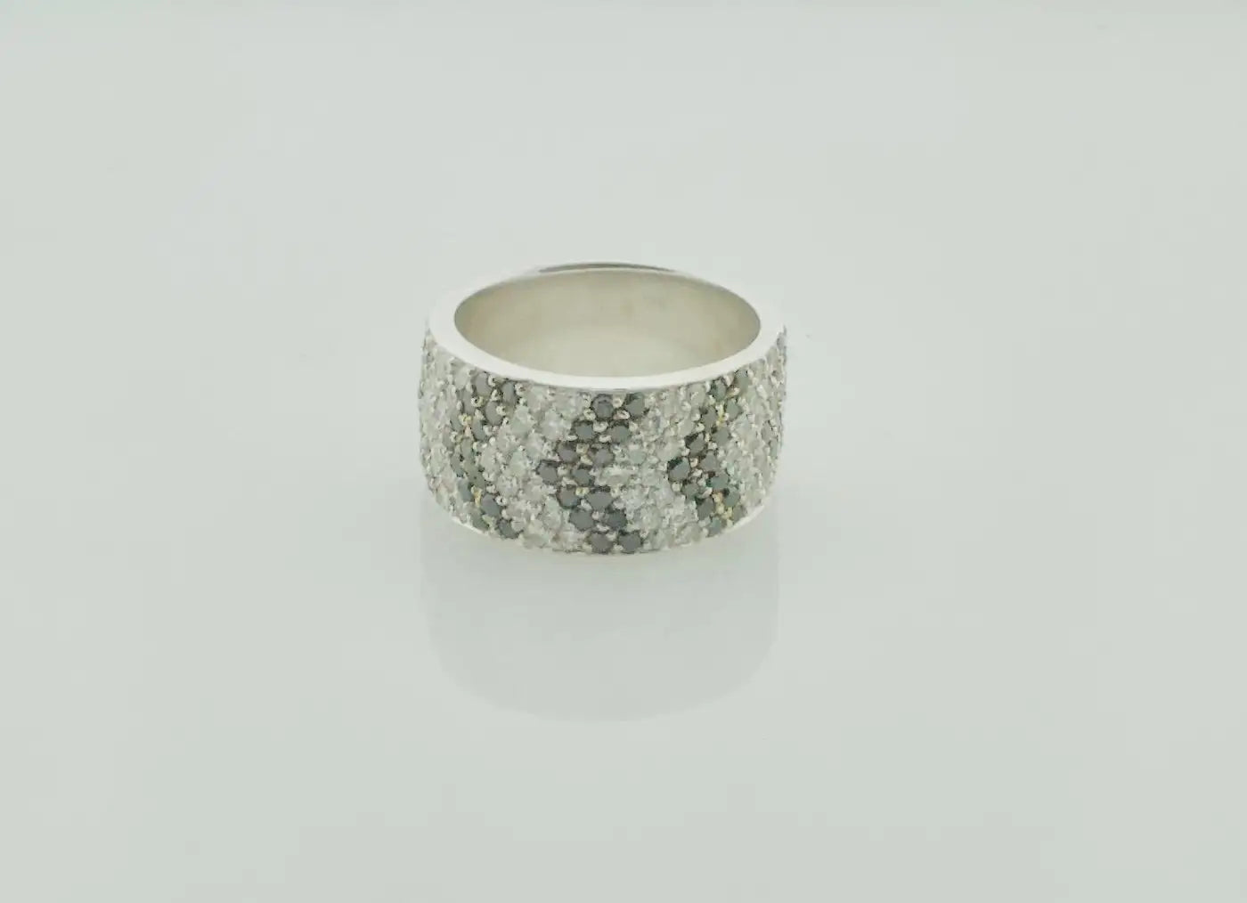 Black and White Diamond Pave' Wide Eternity Band