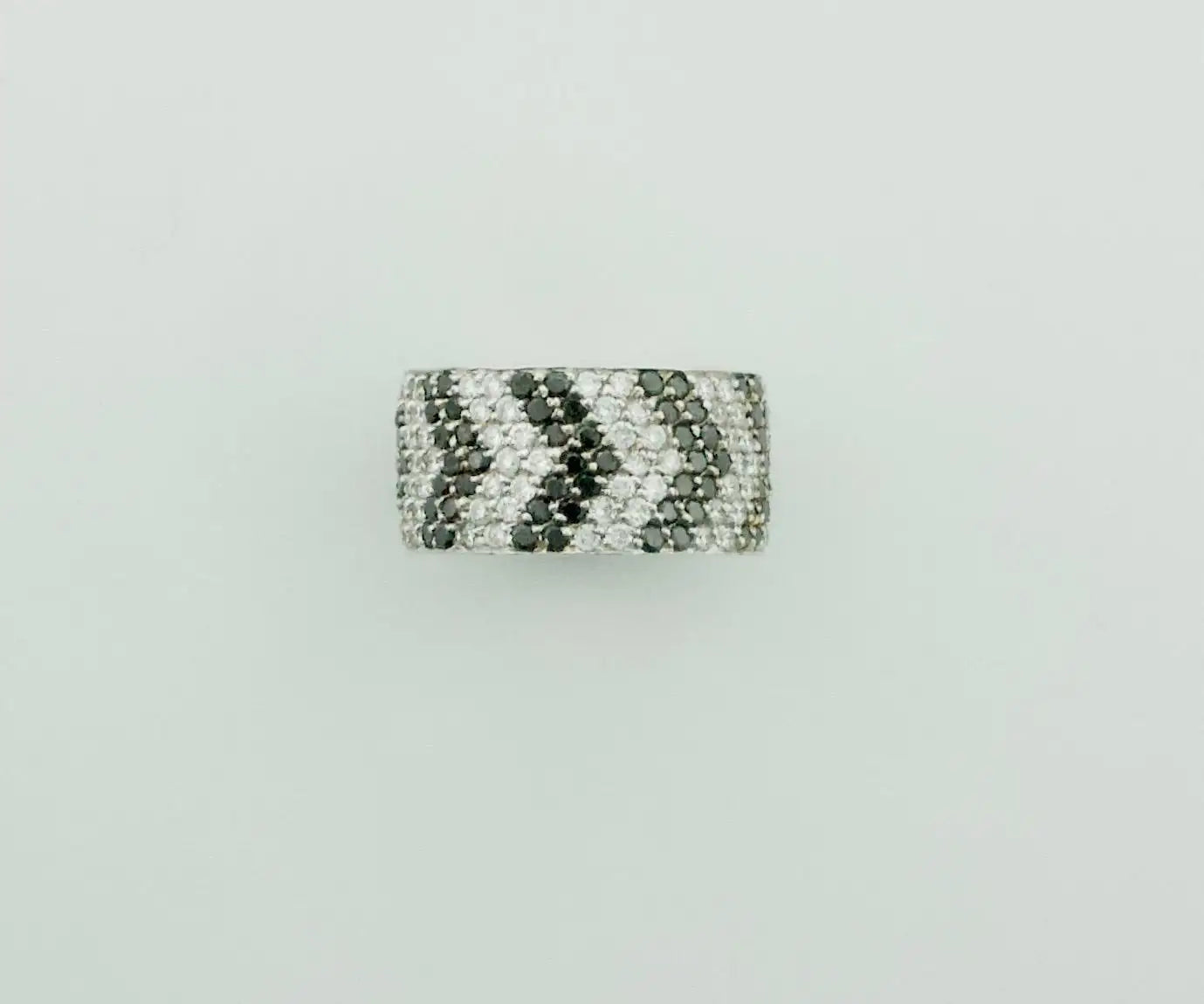 Black and White Diamond Pave' Wide Eternity Band