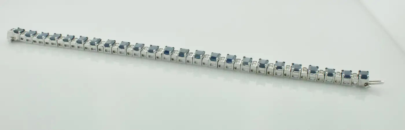 Emerald Cut Sapphire and Diamond Tennis Bracelet in 18k