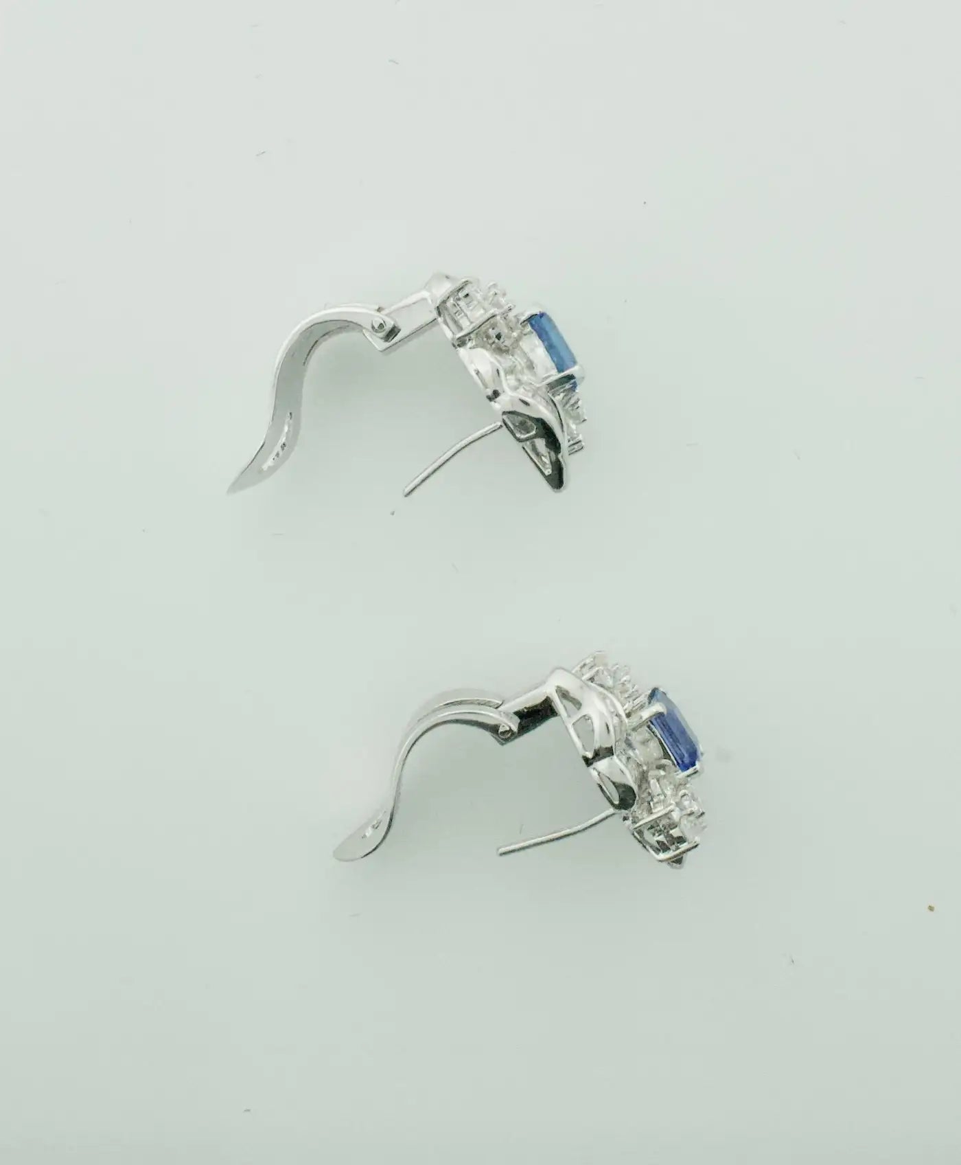 Classy Tanzanite and Diamond Earrings in 18k White Gold