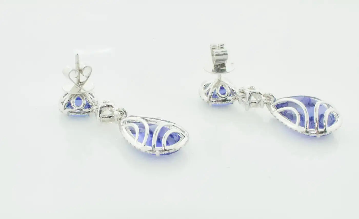 Gorgeous Tanzanite and Diamond Dangling Earrings in 18k