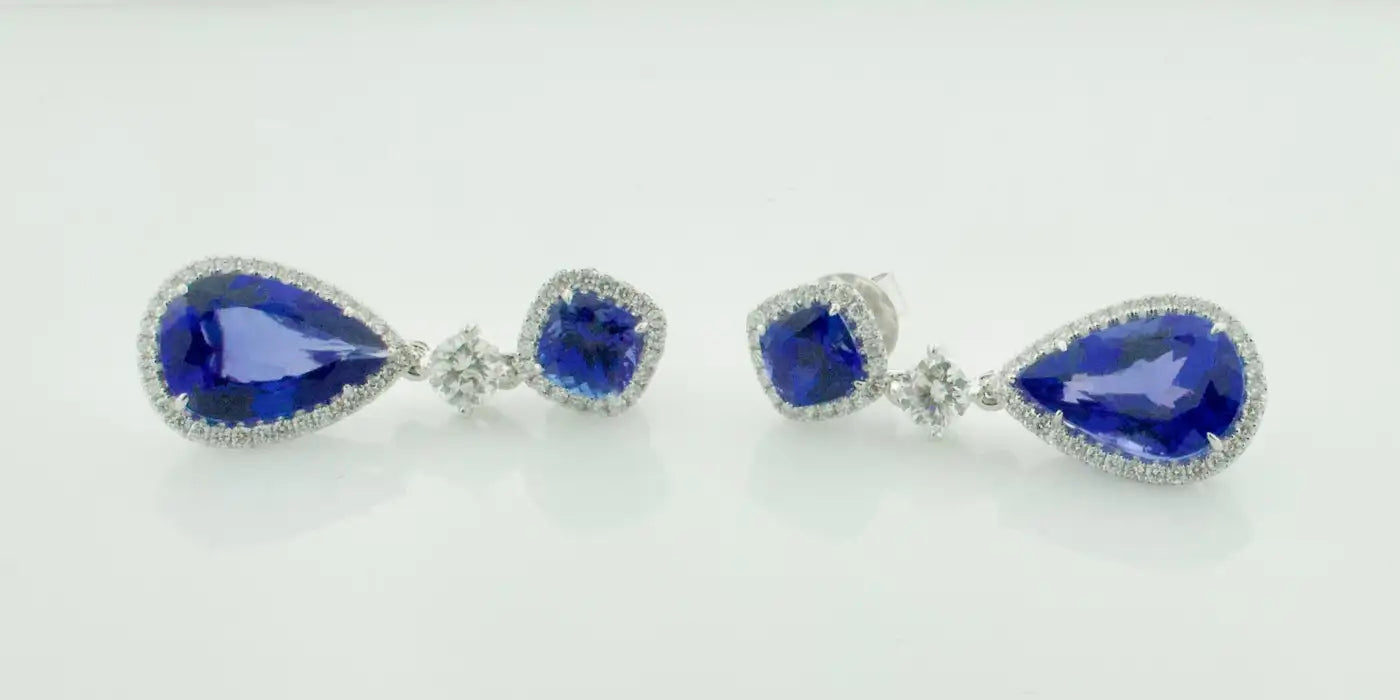 Gorgeous Tanzanite and Diamond Dangling Earrings in 18k