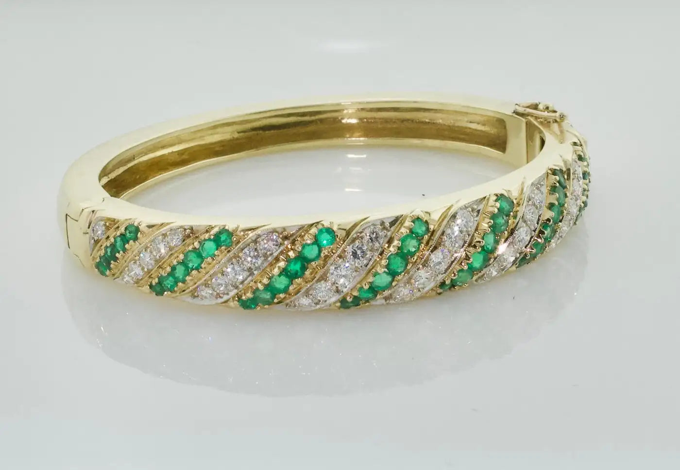 Emerald and Diamond Bangle Bracelet, Circa 1960's