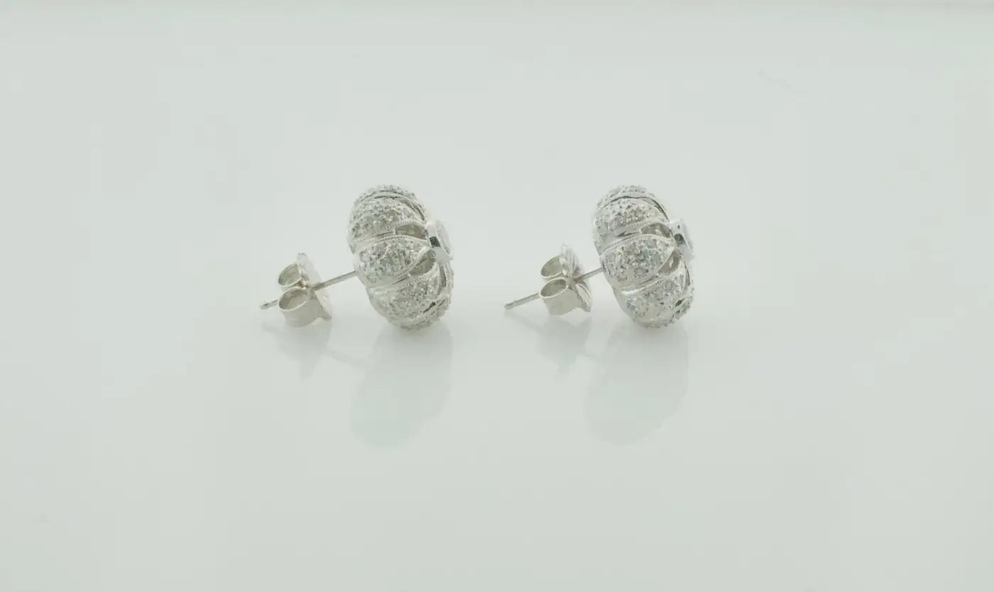 Diamond Floral Earrings in 18k White Gold