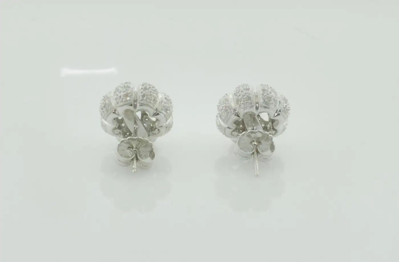 Diamond Floral Earrings in 18k White Gold