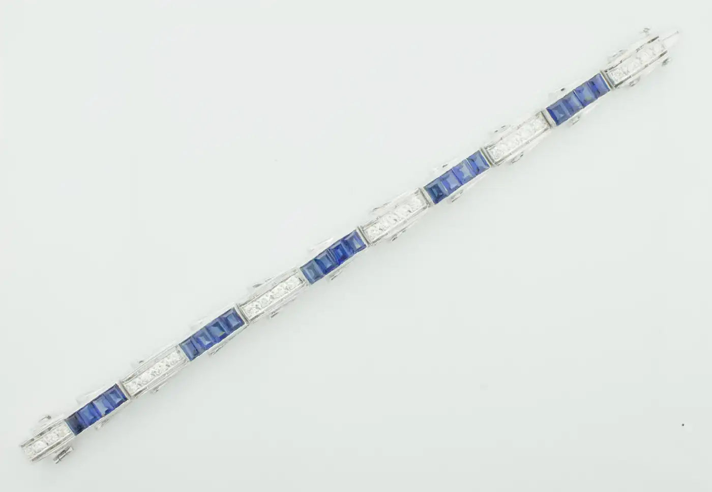 1940's Synthetic Sapphire and Diamond Bracelet