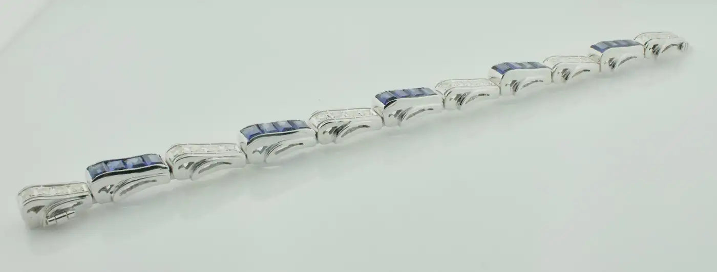 1940's Synthetic Sapphire and Diamond Bracelet