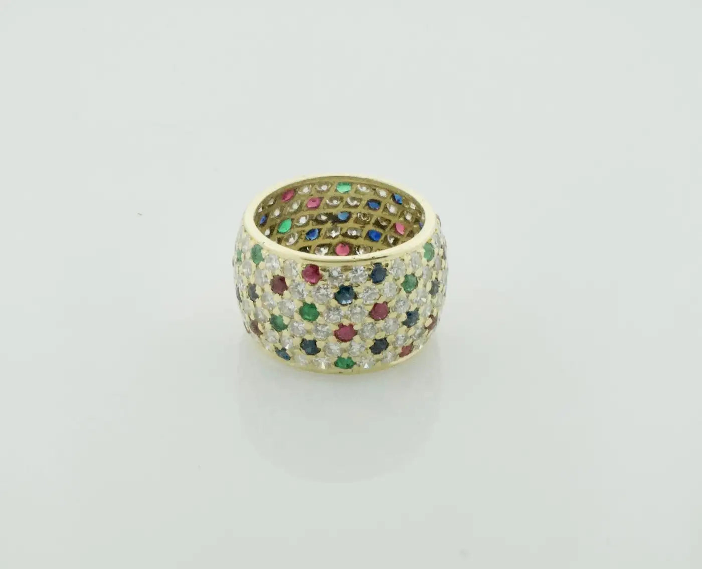 Wide Pave' Eternity Band with Diamonds, Sapphires and Rubies