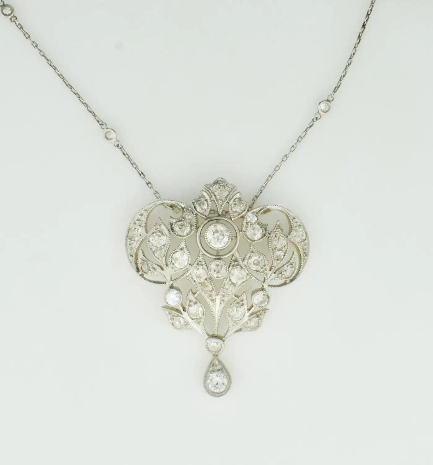 Edwardian Circa 1800's Diamond Platinum on 14k Yellow Gold Necklace