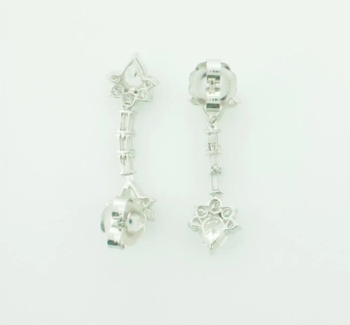 Dangling Diamond Platinum Earrings Circa 1950's 4.20 cts. Total Weight