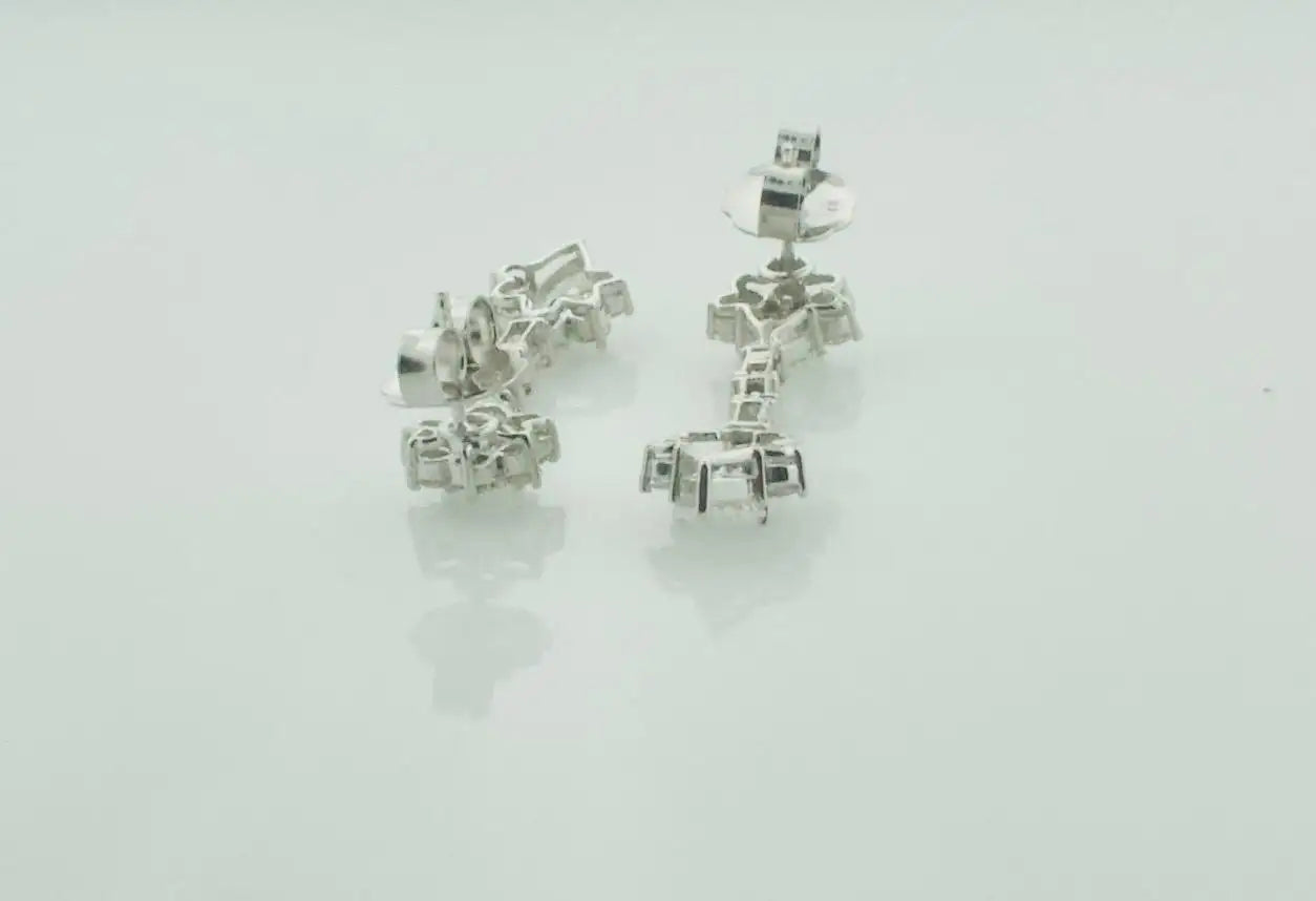 Dangling Diamond Platinum Earrings Circa 1950's 4.20 cts. Total Weight