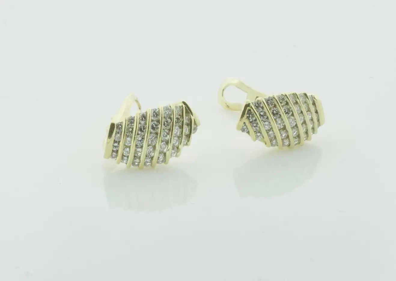Channel Set Diamond 18k Yellow Gold Earrings 2.00 carats