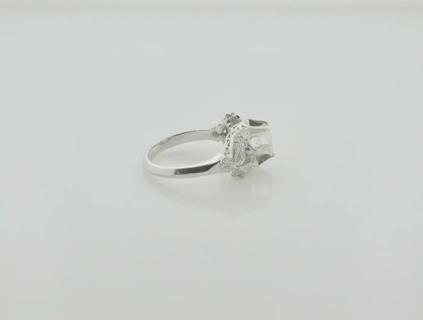 Art Deco Diamond Platinum Solitaire Ring, Circa 1930's