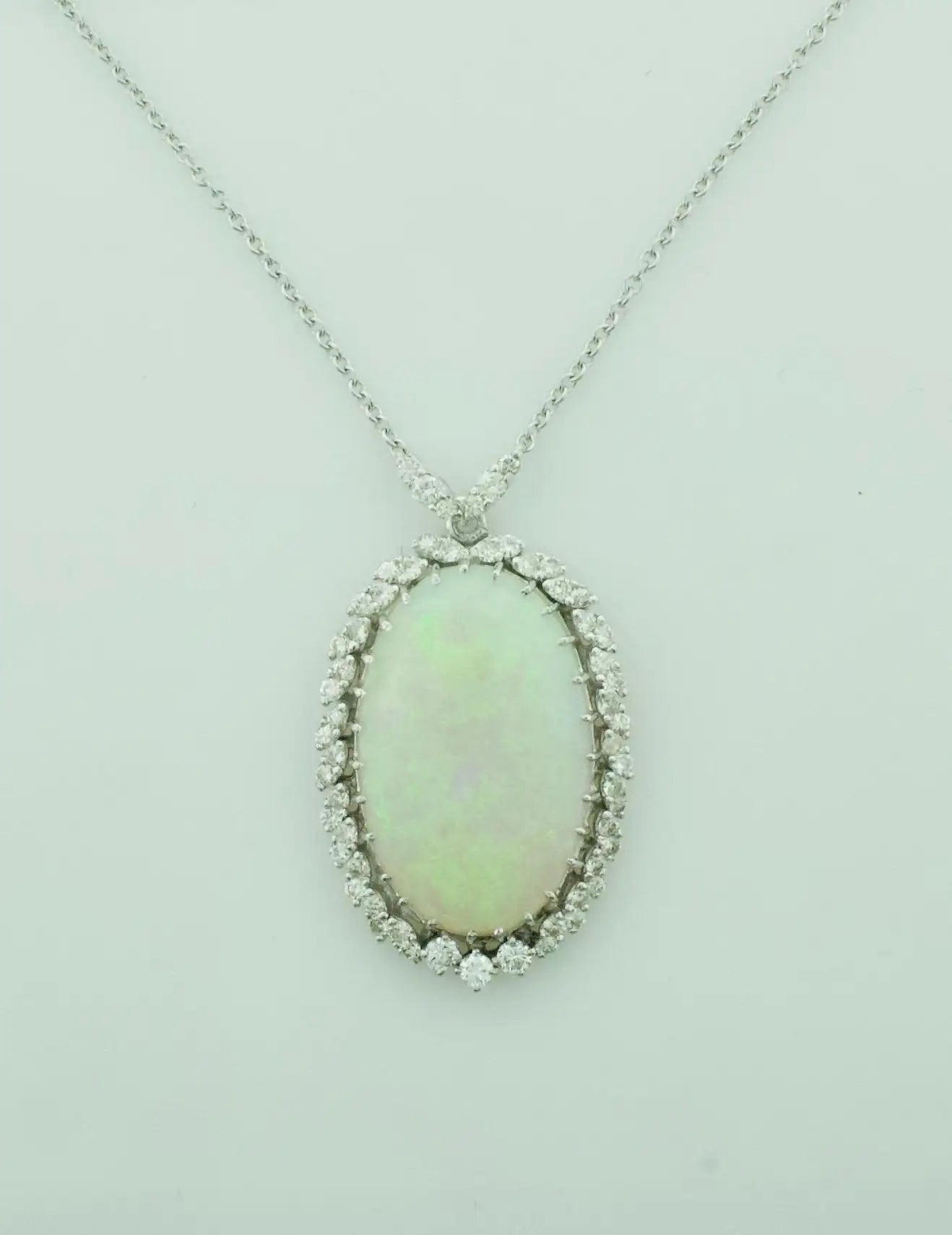 Opal and Diamond Vintage Necklace in 18k Gold Circa 1960's