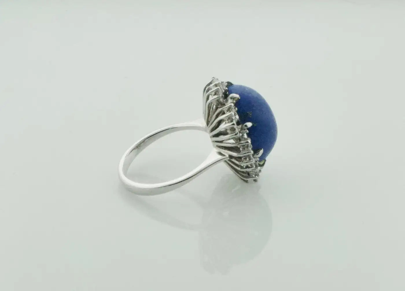 Lapis Lazuli and Diamond Dome Ring in White Gold, circa 1960's