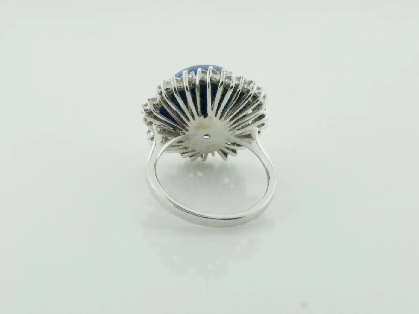 Lapis Lazuli and Diamond Dome Ring in White Gold, circa 1960's