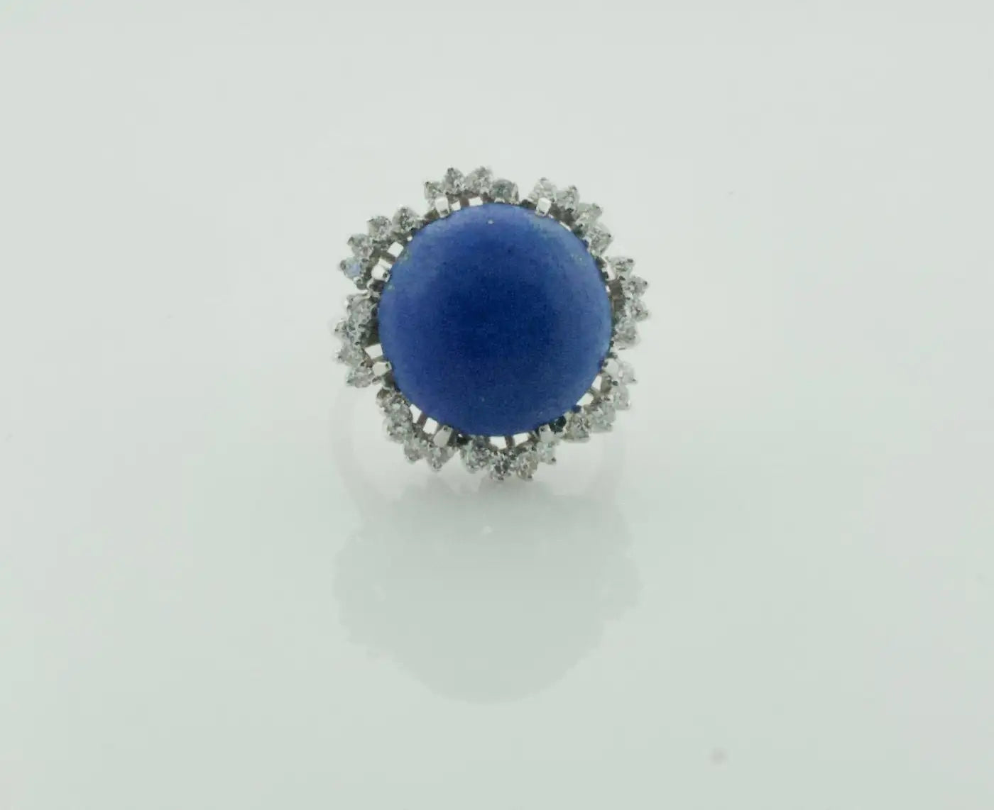 Lapis Lazuli and Diamond Dome Ring in White Gold, circa 1960's