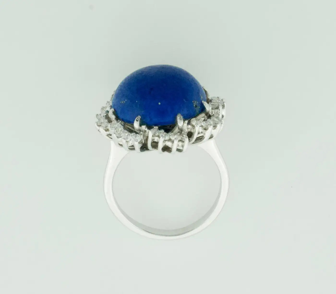 Lapis Lazuli and Diamond Dome Ring in White Gold, circa 1960's