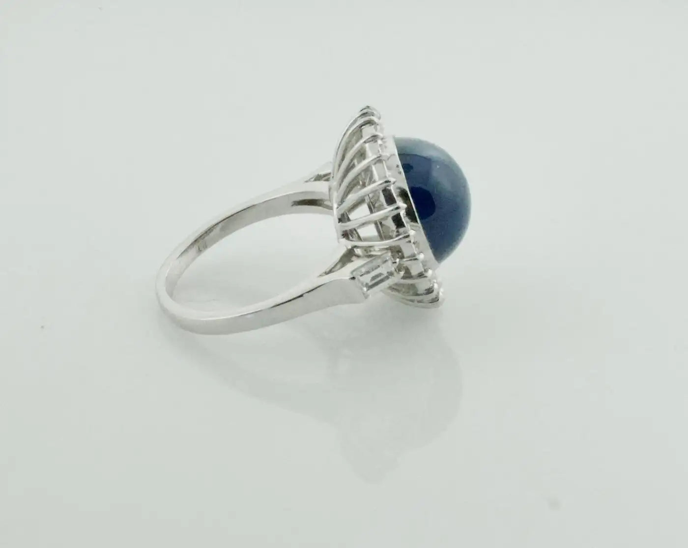Blue Star Sapphire and Diamond Ring in Platinum circa 1950's