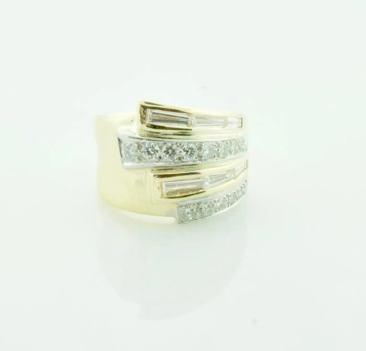 Asymmetrical Diamond Yellow Gold Ring, Circa 1960's