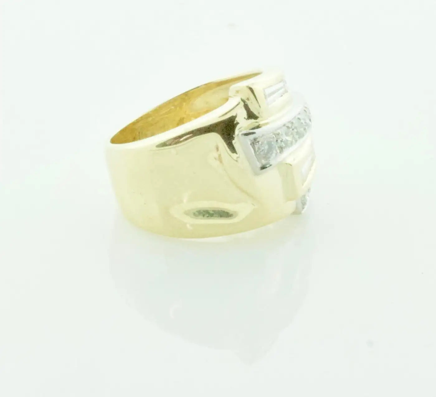 Asymmetrical Diamond Yellow Gold Ring, Circa 1960's