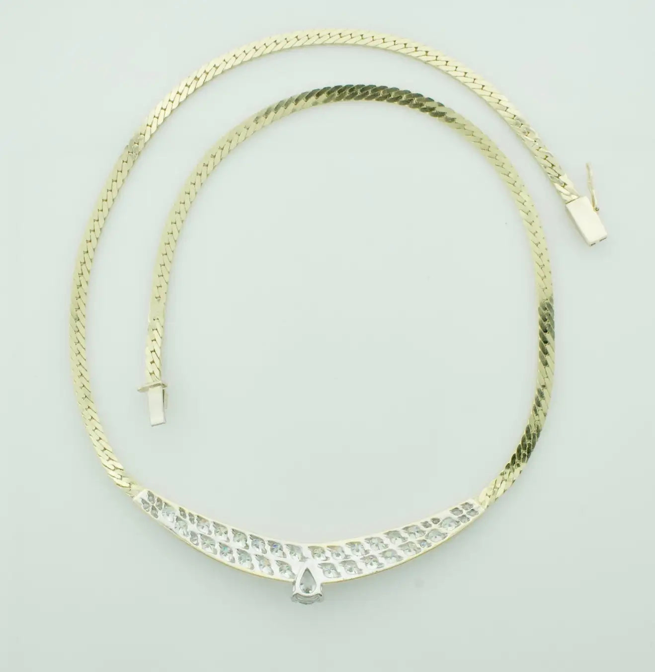 Classic Diamond Necklace in White and Yellow Gold Circa 1960's