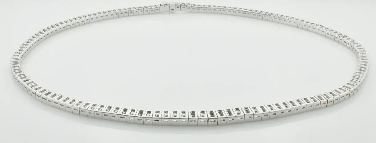 Platinum Baguette Diamond Straight Line Necklace 17.50 carats