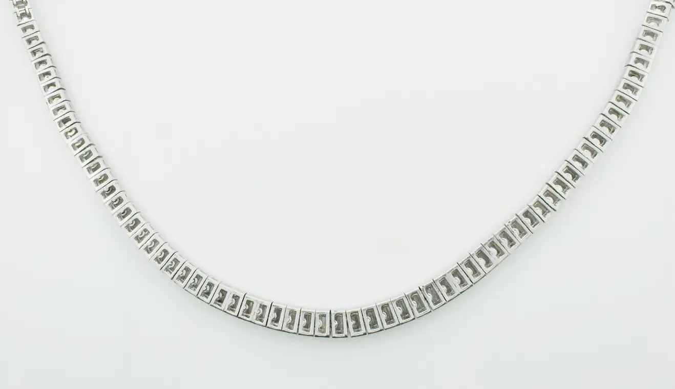 Platinum Baguette Diamond Straight Line Necklace 17.50 carats