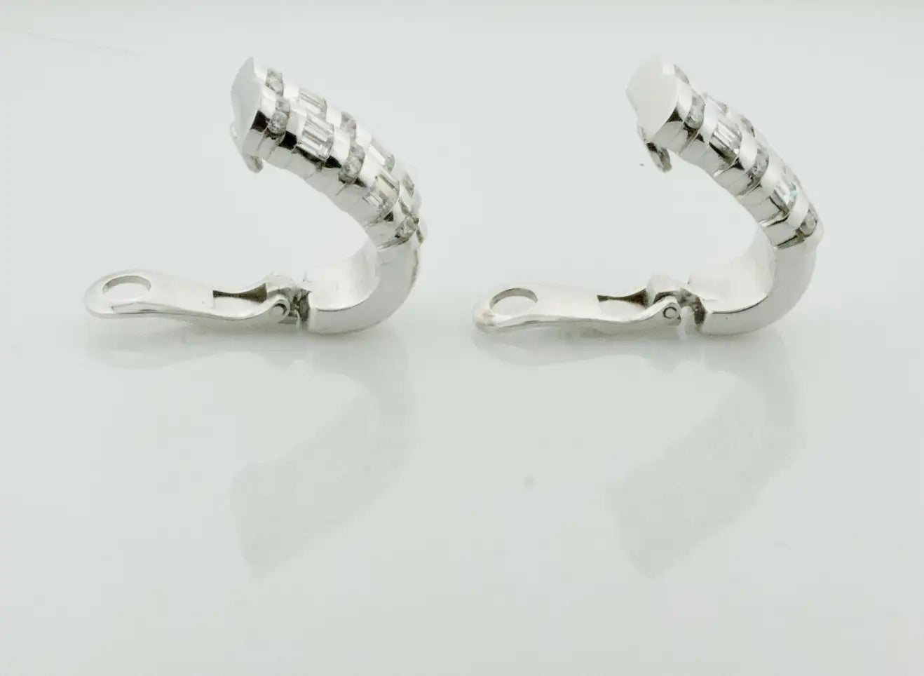 Chanel Set Diamond Earrings in 18k White Gold 3.45 Carats