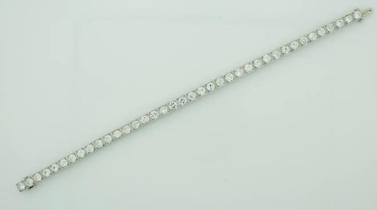 Vintage Platinum Diamond Tennis Bracelet circa 1930's 7.75 Carats