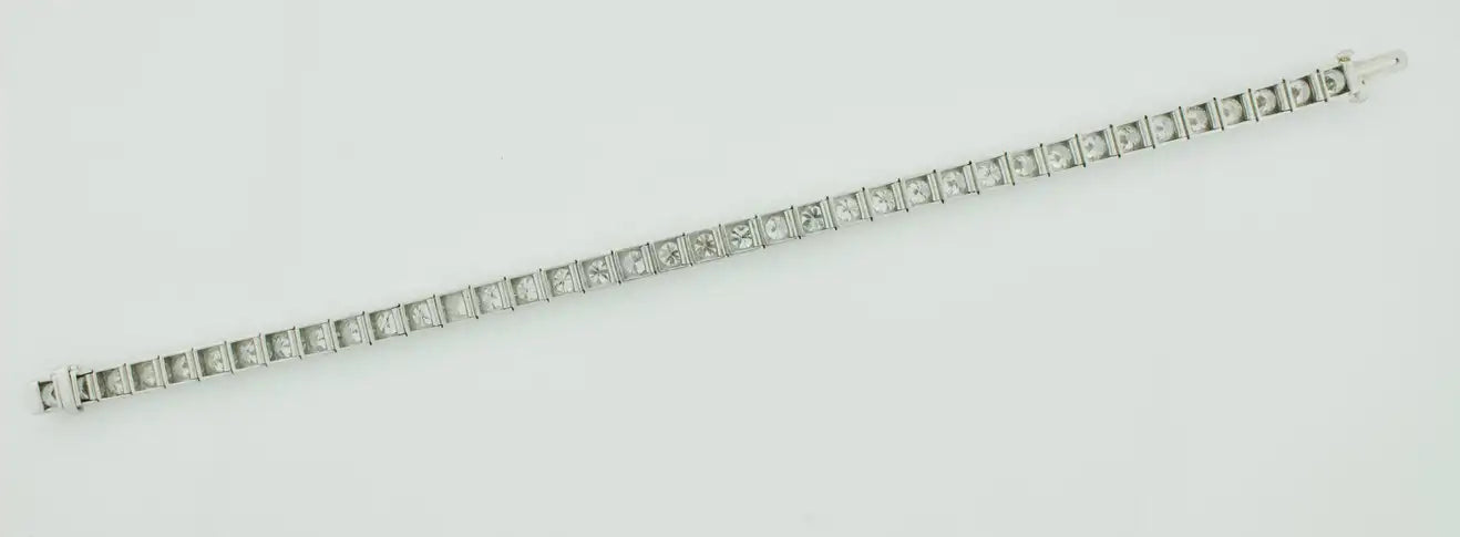 Vintage Platinum Diamond Tennis Bracelet circa 1930's 7.75 Carats