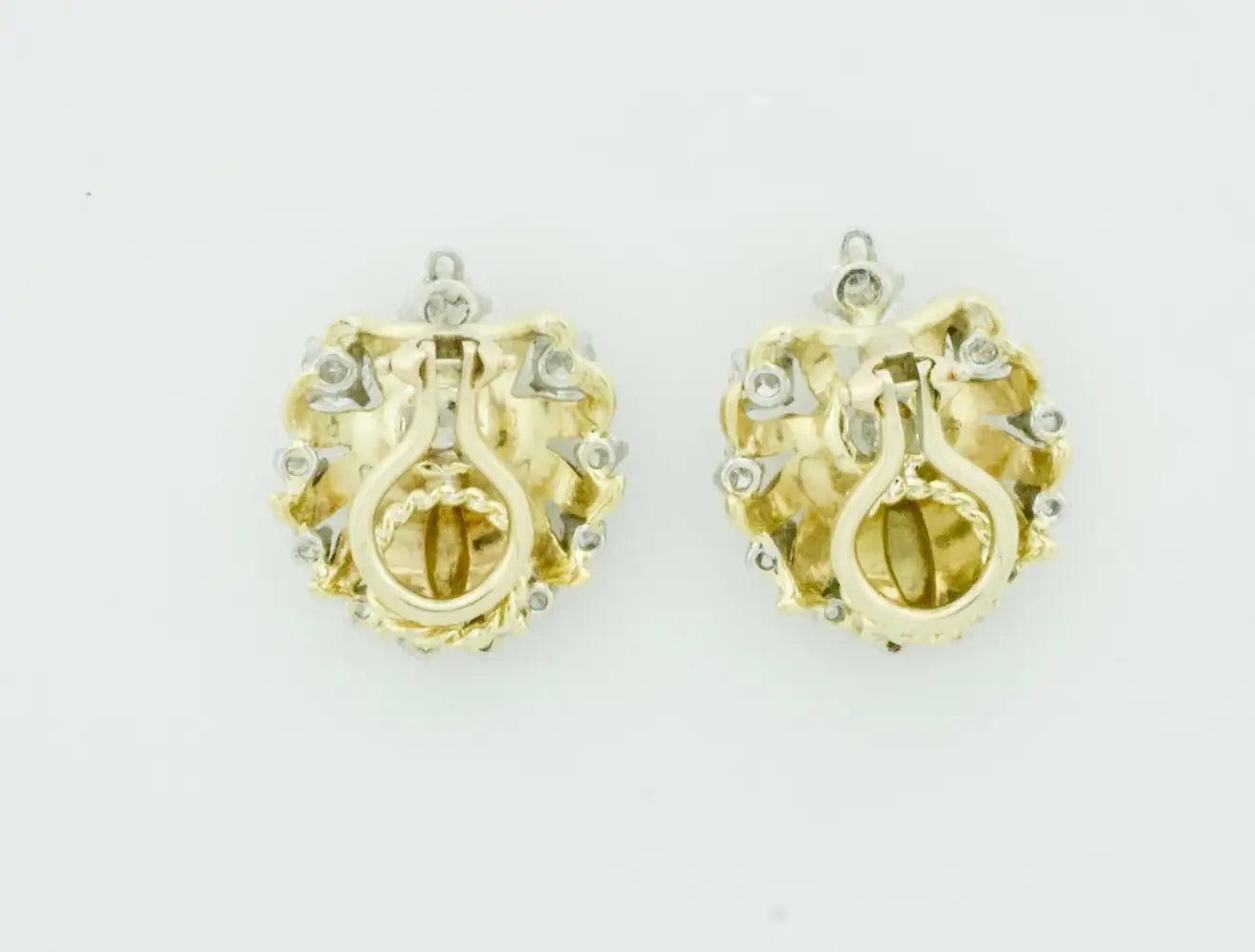 Delightful 18k Yellow and White Gold Earrings, Circa 1950's