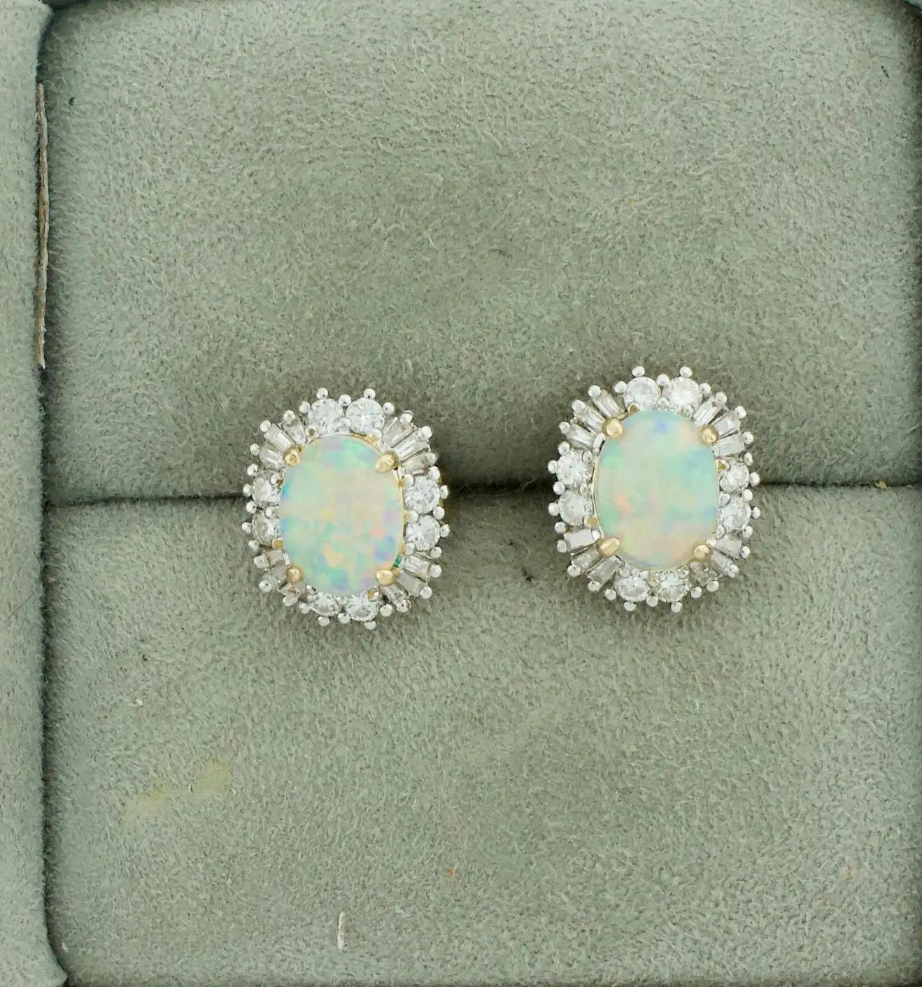 Opal and Diamond Earrings in Yellow Gold