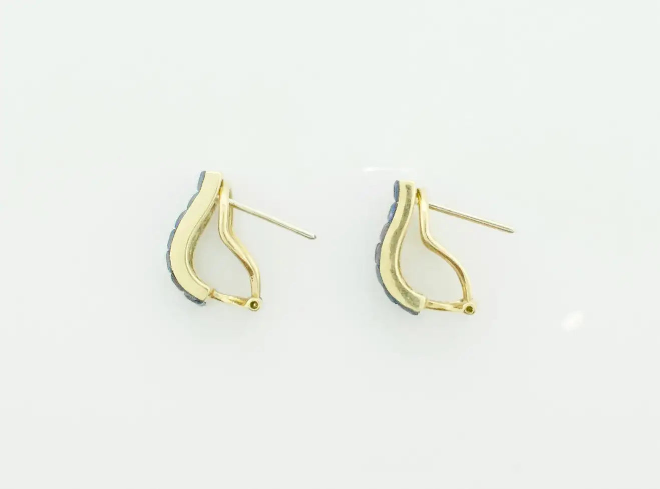 Invisibly Set Sapphire Earrings in 18k Yellow Gold