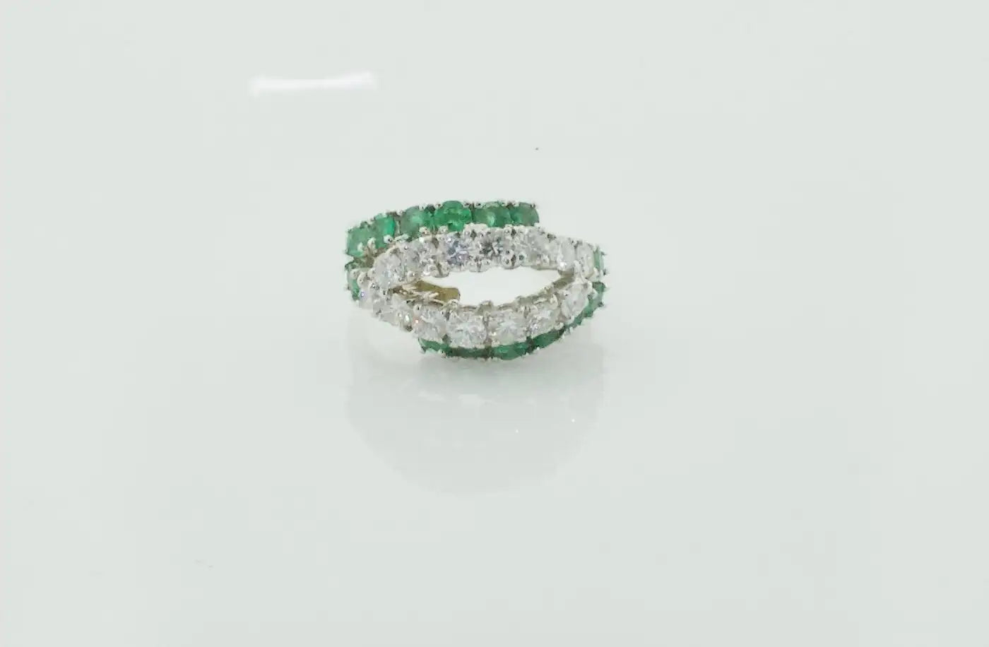 Estate Vintage Emerald and Diamond Ring in 18k White Gold