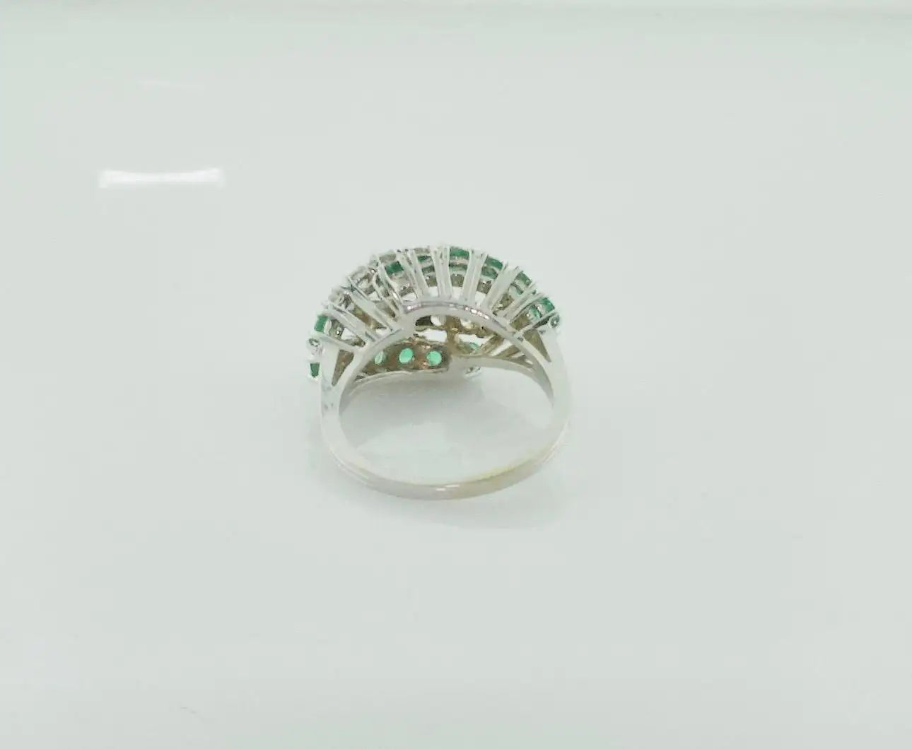 Estate Vintage Emerald and Diamond Ring in 18k White Gold