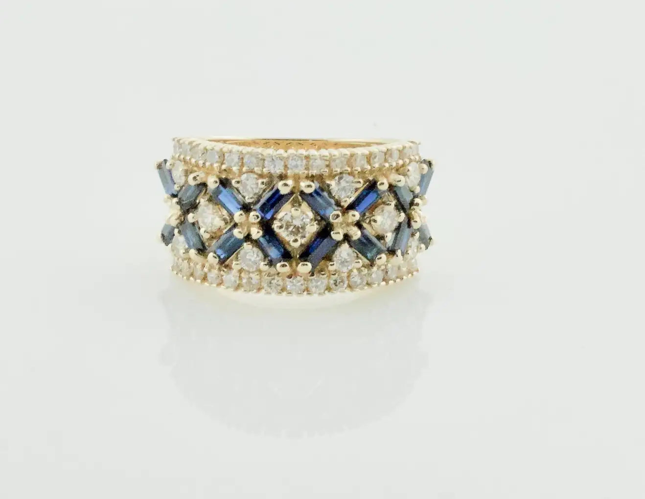 Estate Sapphire and Diamond Wedding Band in Yellow Gold