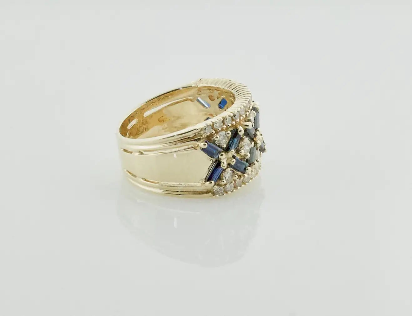 Estate Sapphire and Diamond Wedding Band in Yellow Gold
