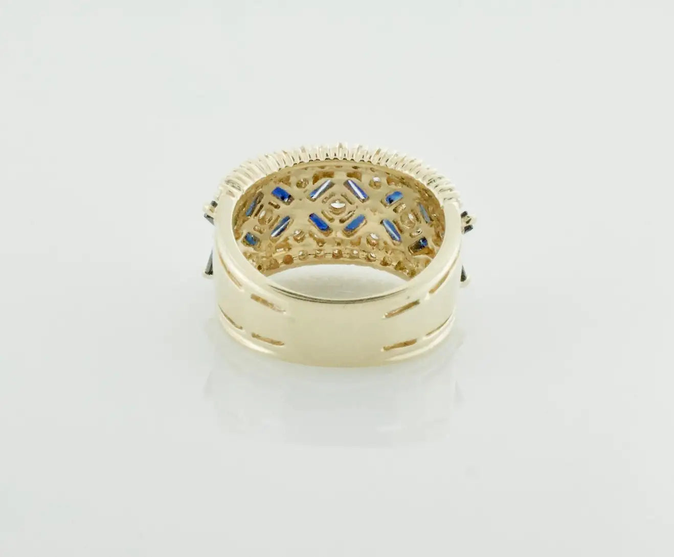 Estate Sapphire and Diamond Wedding Band in Yellow Gold