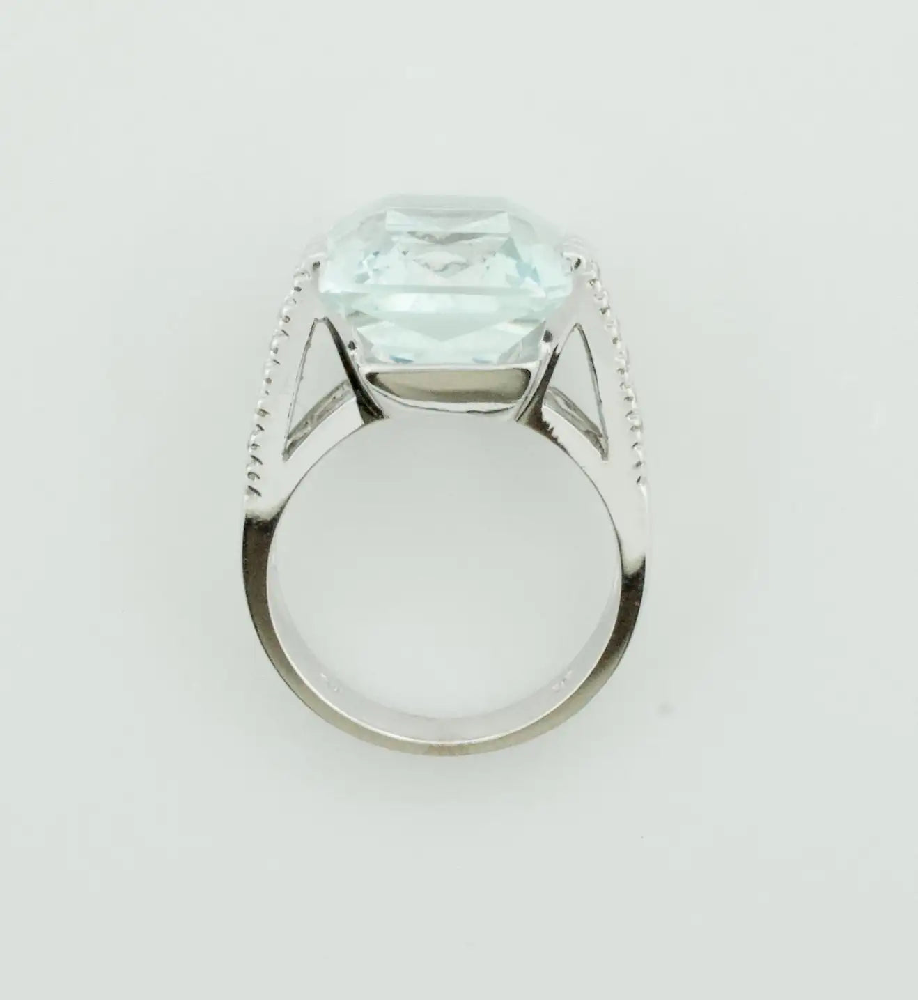 Estate Modernistic Aquamarine and Diamond Ring in White Gold