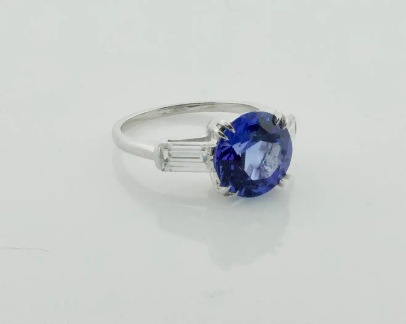 Estate Platinum Tanzanite and Diamond Ring Tanzanite, 3.51 Carats