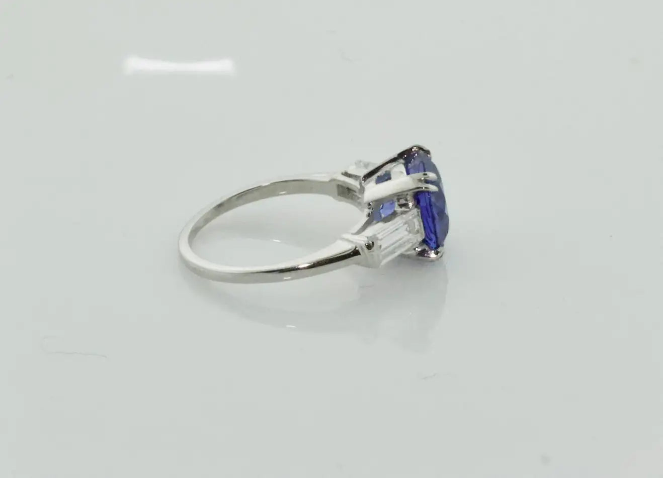 Estate Platinum Tanzanite and Diamond Ring Tanzanite, 3.51 Carats