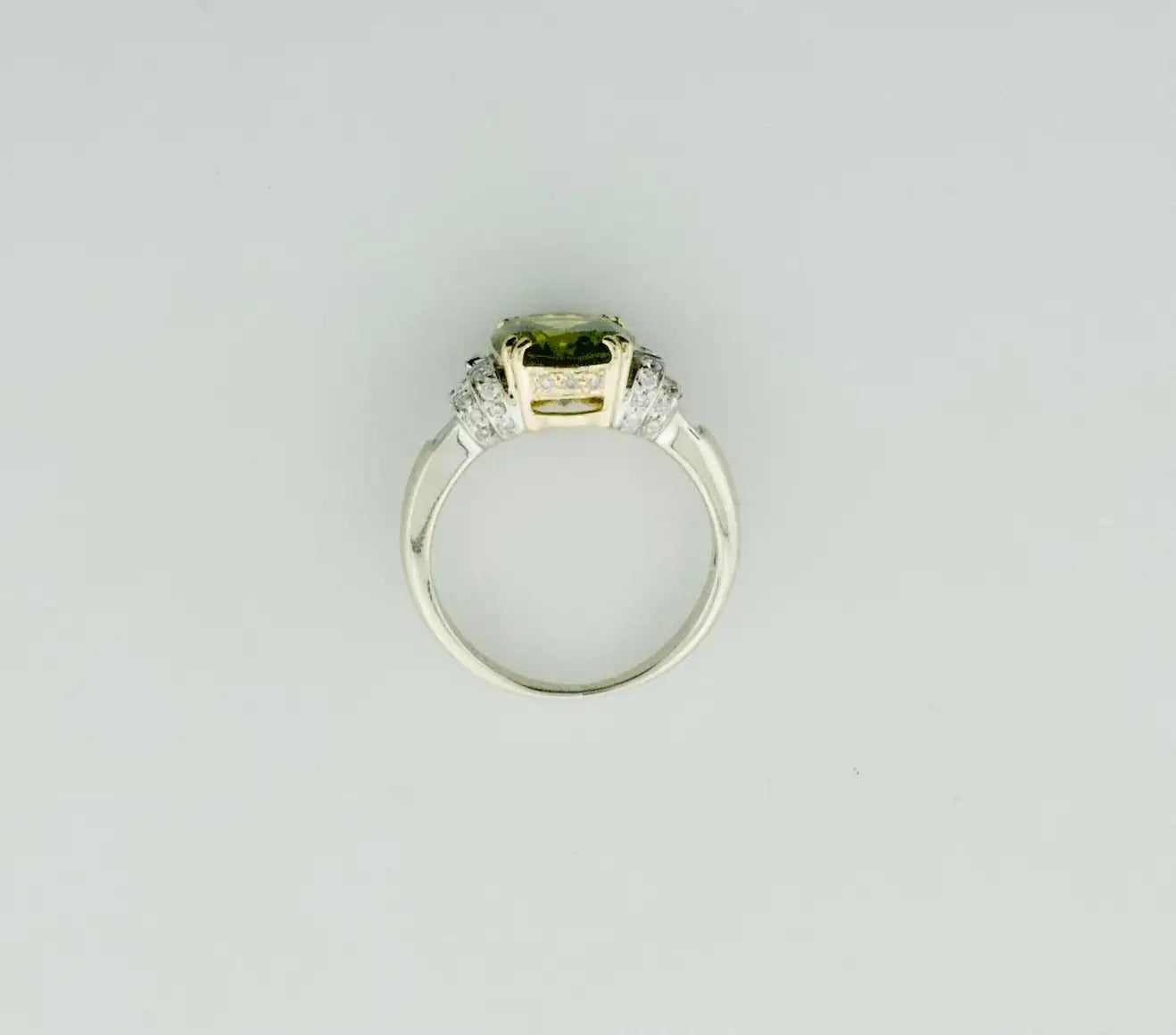 Peridot and Diamond Solitaire Ring in 18k