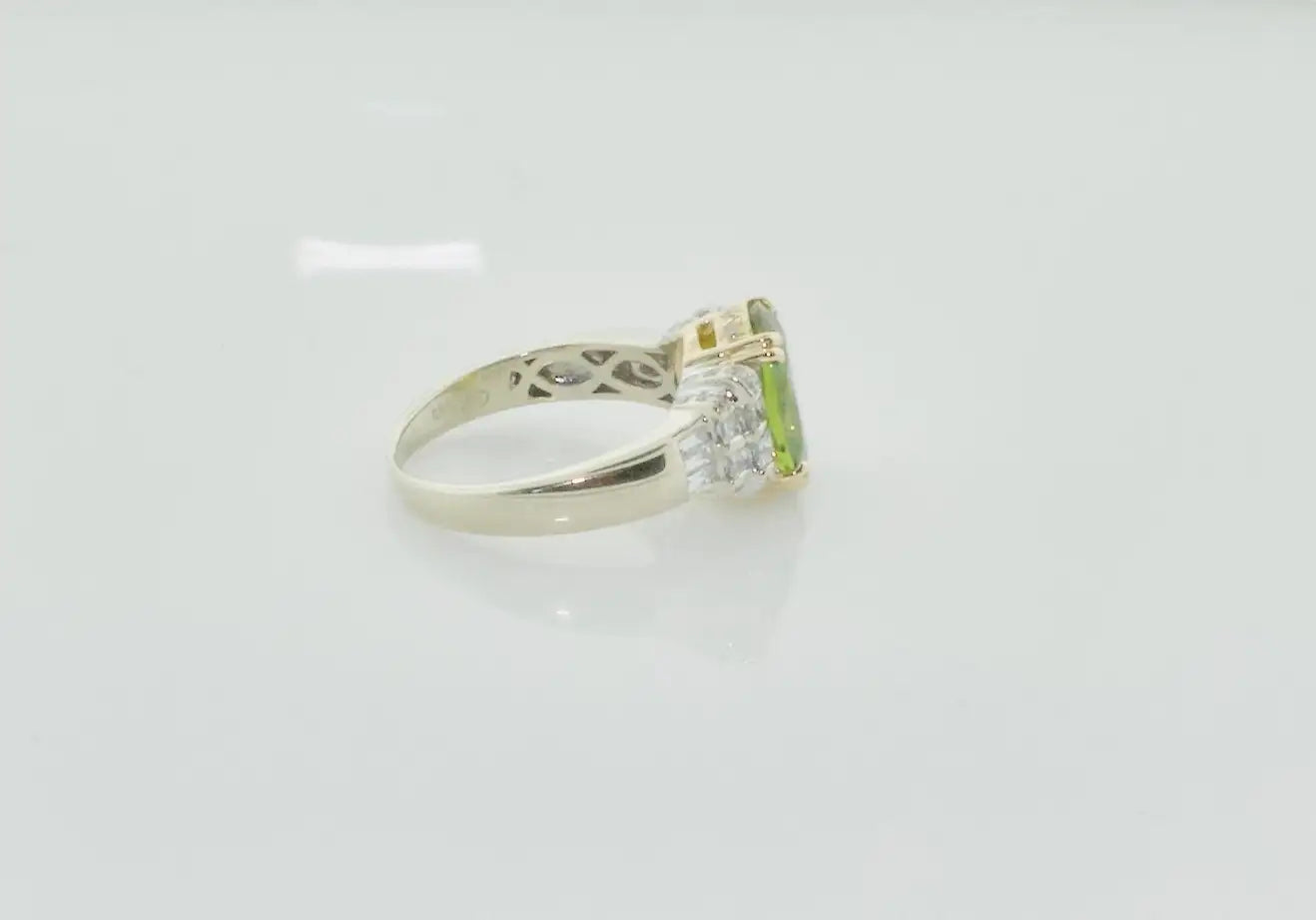 Peridot and Diamond Solitaire Ring in 18k