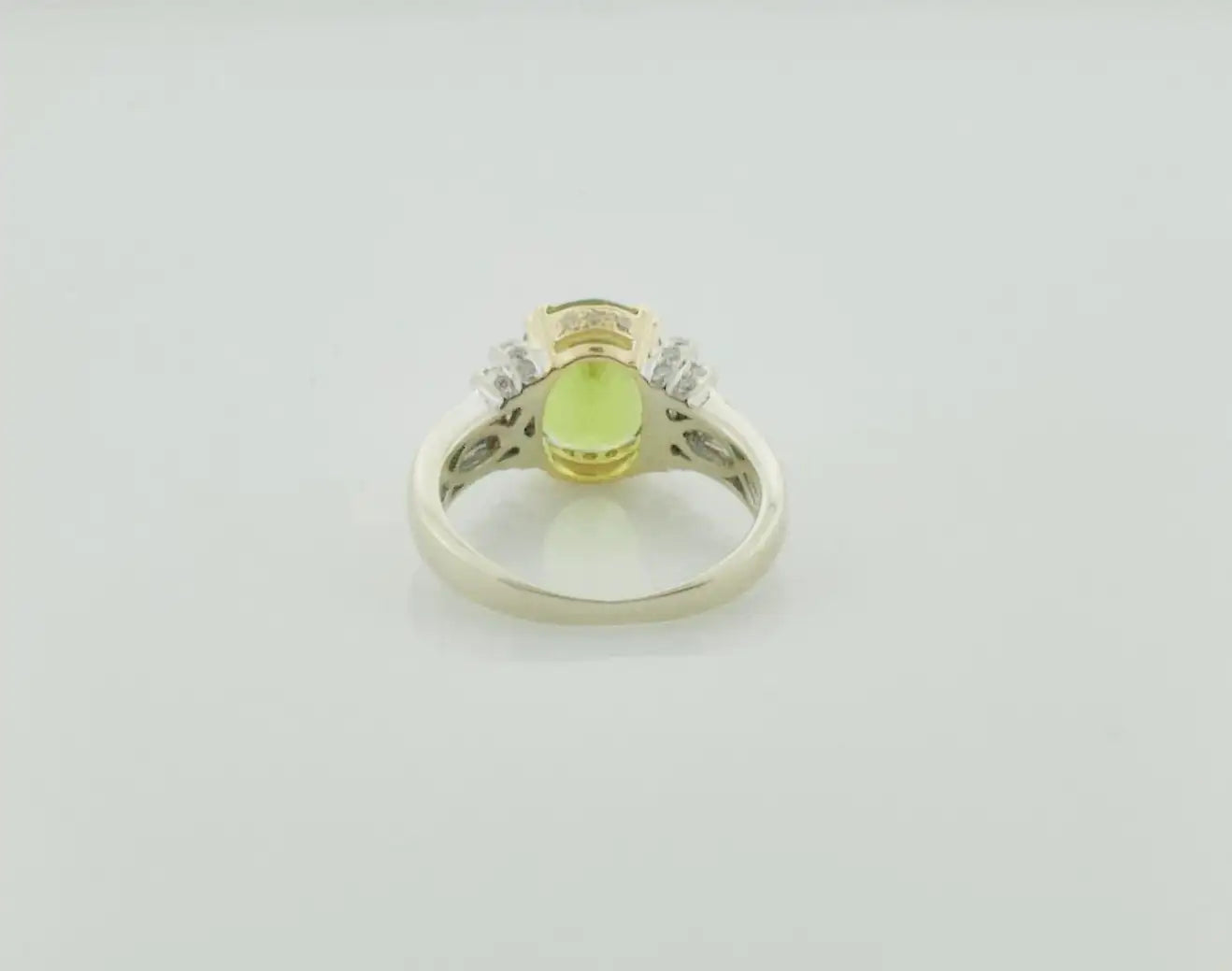 Peridot and Diamond Solitaire Ring in 18k