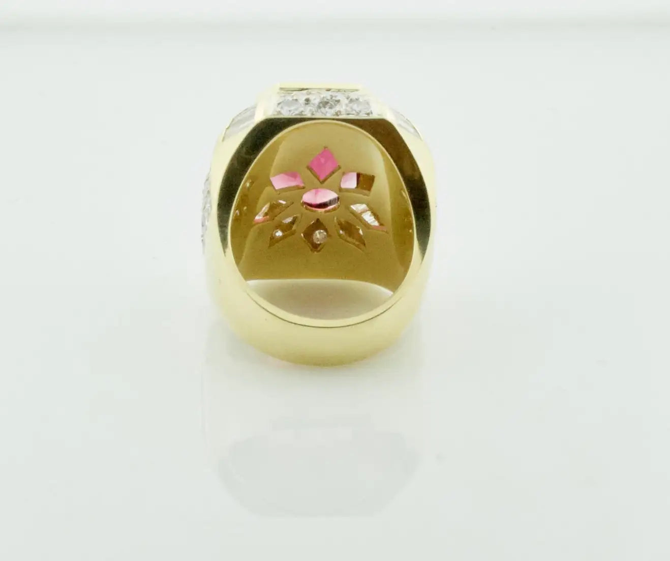 Huge Diamond and Pink Tourmaline Ring in 18k